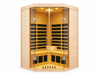 Far Infrared Sauna Designed for Home Recovery, 2-Person Corner, Hemlock Wood, 7 Heating Panels, App Control