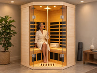 Far Infrared Sauna Designed for Home Recovery, 2-Person Corner, Hemlock Wood, 7 Heating Panels, App Control — product view 2