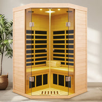Far Infrared Sauna Designed for Home Recovery, 2-Person Corner, Hemlock Wood, 7 Heating Panels, App Control — product view 8