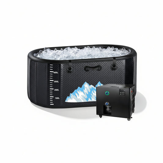 Cold Plunge Tub, 248 Gallon, 1 Horsepower, Heavy-Duty Ice Bath Tub for Athletes with Hot & Cold, Portable Inflatable Plunge Chiller with Water Treatment Kit, Immersion Therapy, Wifi (Black, 1 Set)